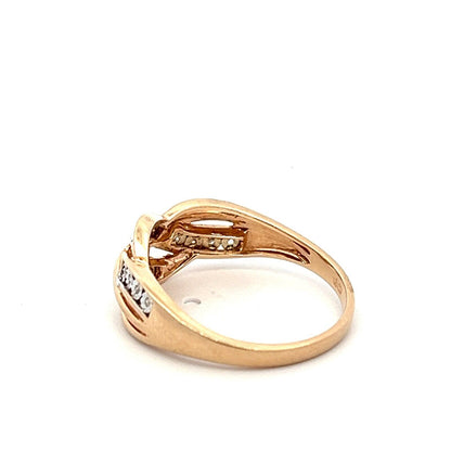 9Ct Yellow Gold 0.03 Carat TW Diamond Accent Weaved Band Ring