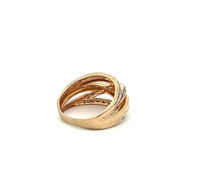 9Ct Yellow Gold Diamond Crossover Band