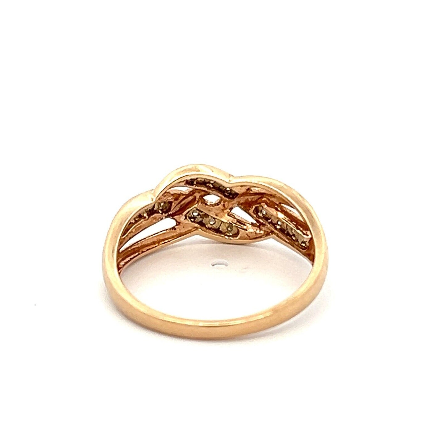 9Ct Yellow Gold 0.03 Carat TW Diamond Accent Weaved Band Ring