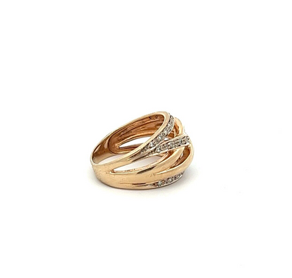 9Ct Yellow Gold Diamond Crossover Band