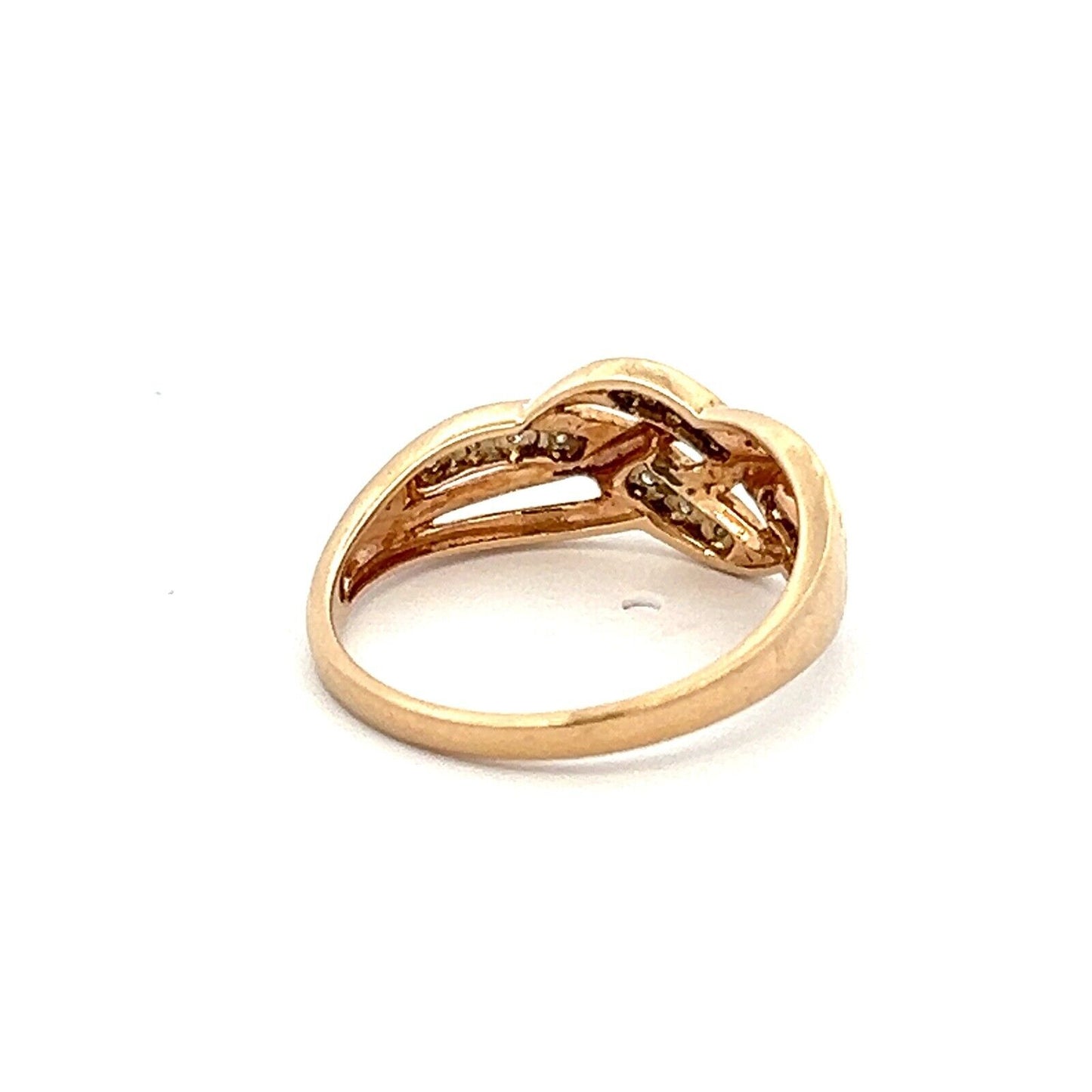 9Ct Yellow Gold 0.03 Carat TW Diamond Accent Weaved Band Ring