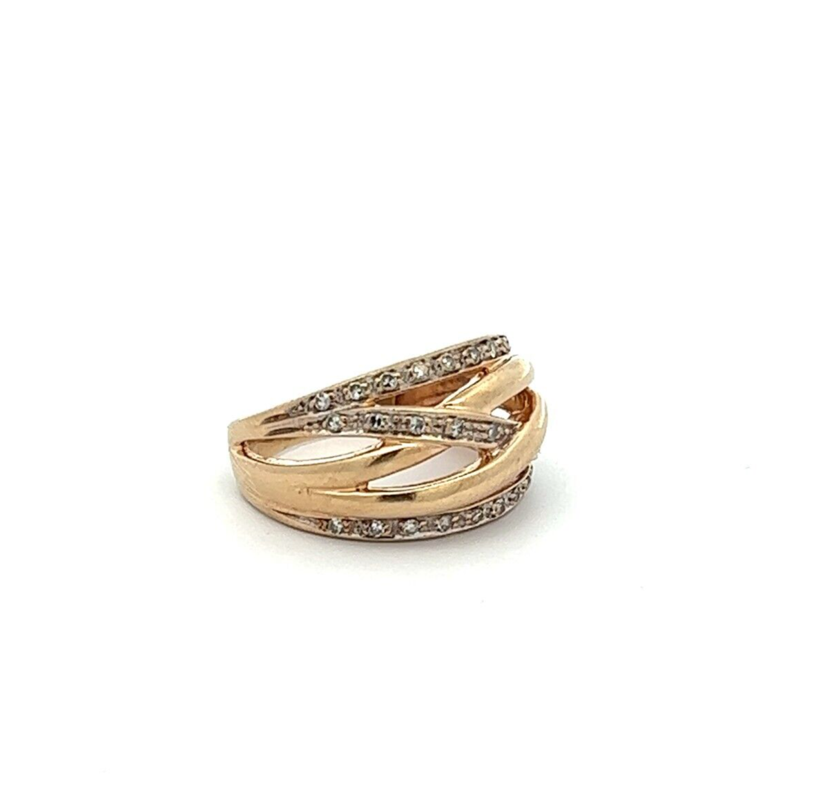 9Ct Yellow Gold Diamond Crossover Band