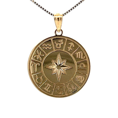 9Ct Yellow Gold Zodiac Compass Charm Pendant