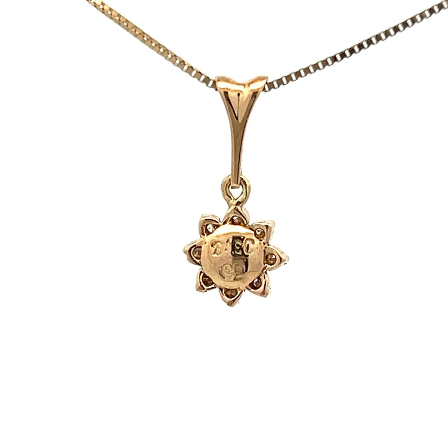 14Ct Yellow Gold Sapphire & Diamond Accent Pendant