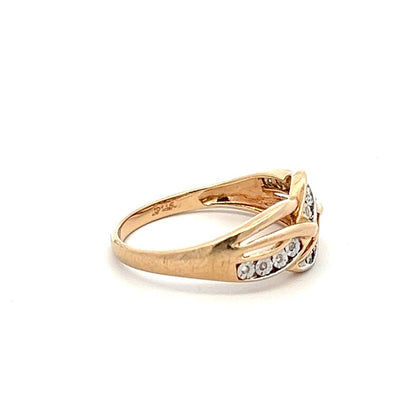 9Ct Yellow Gold 0.03 Carat TW Diamond Accent Weaved Band Ring