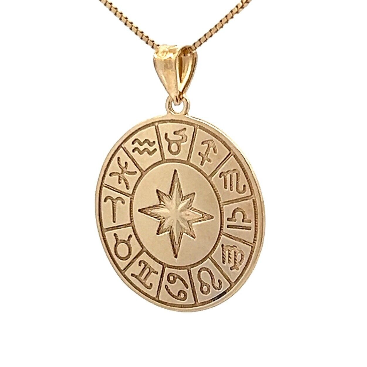 9Ct Yellow Gold Zodiac Compass Charm Pendant