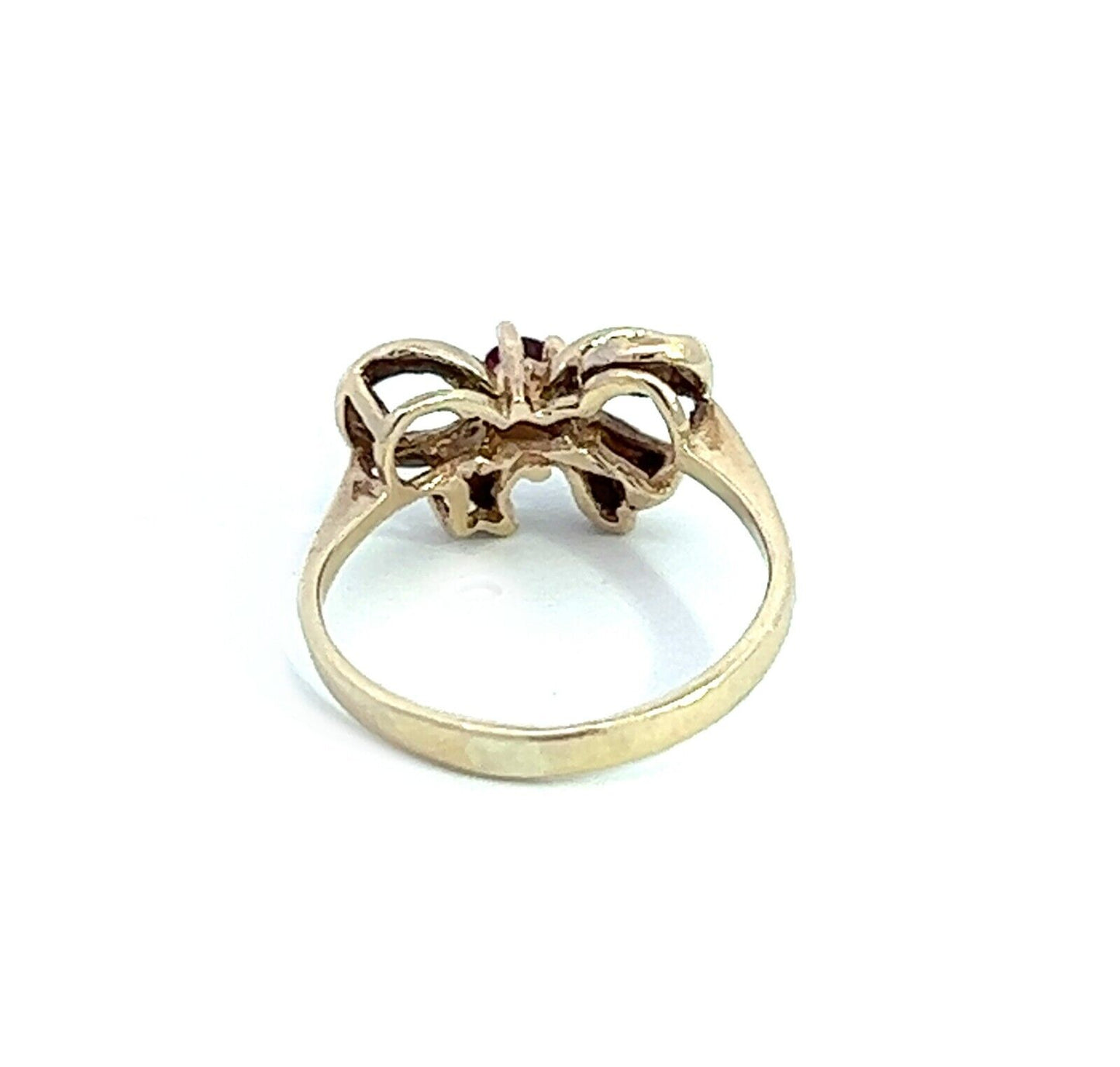 9Ct Yellow Gold Garnet Bow Ring