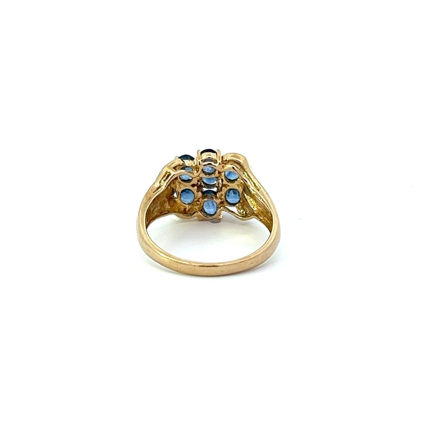 9Ct Yellow Gold Blue Stone Floral Ring