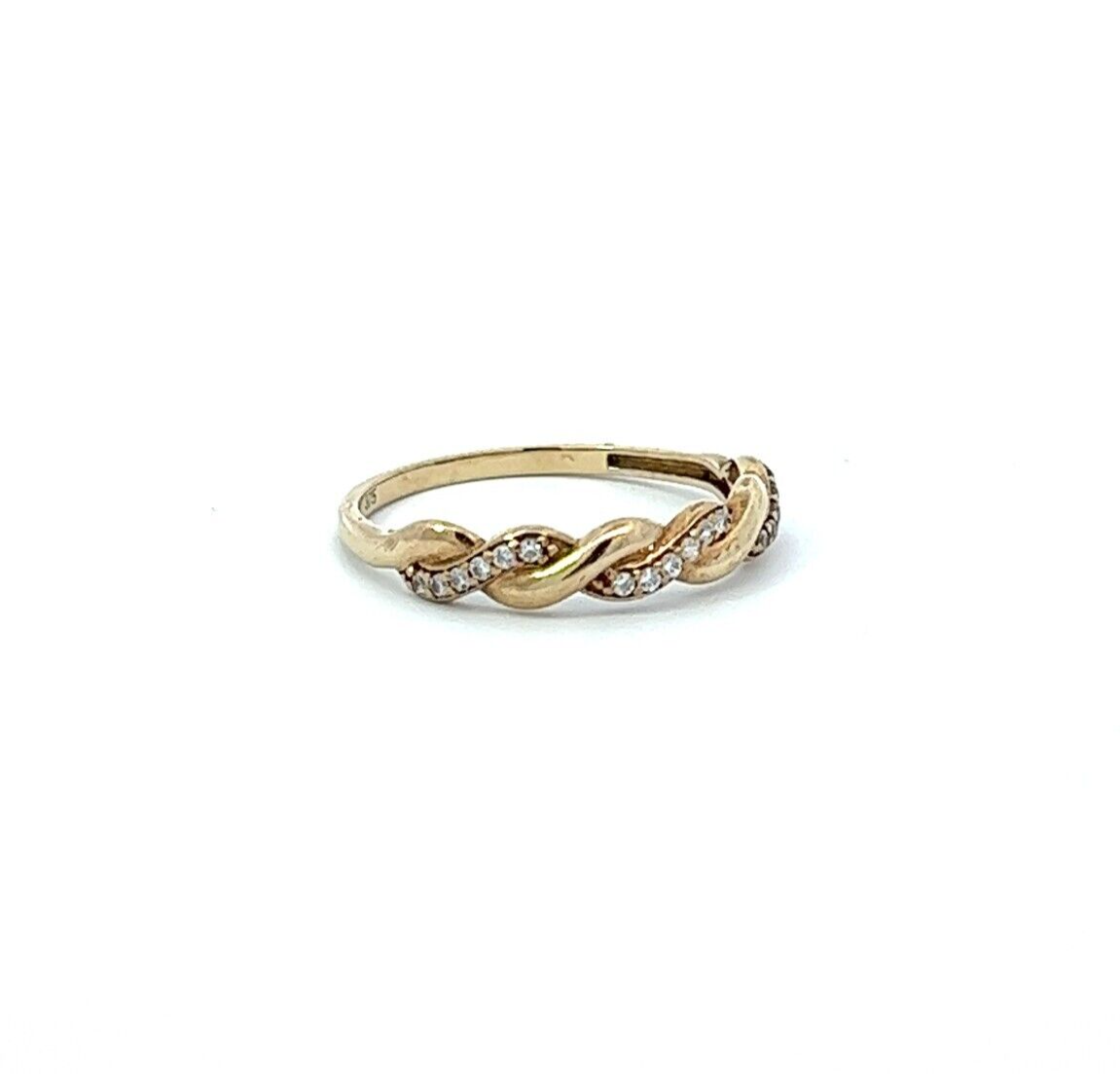 9Ct Yellow Gold CZ Twisted Ring