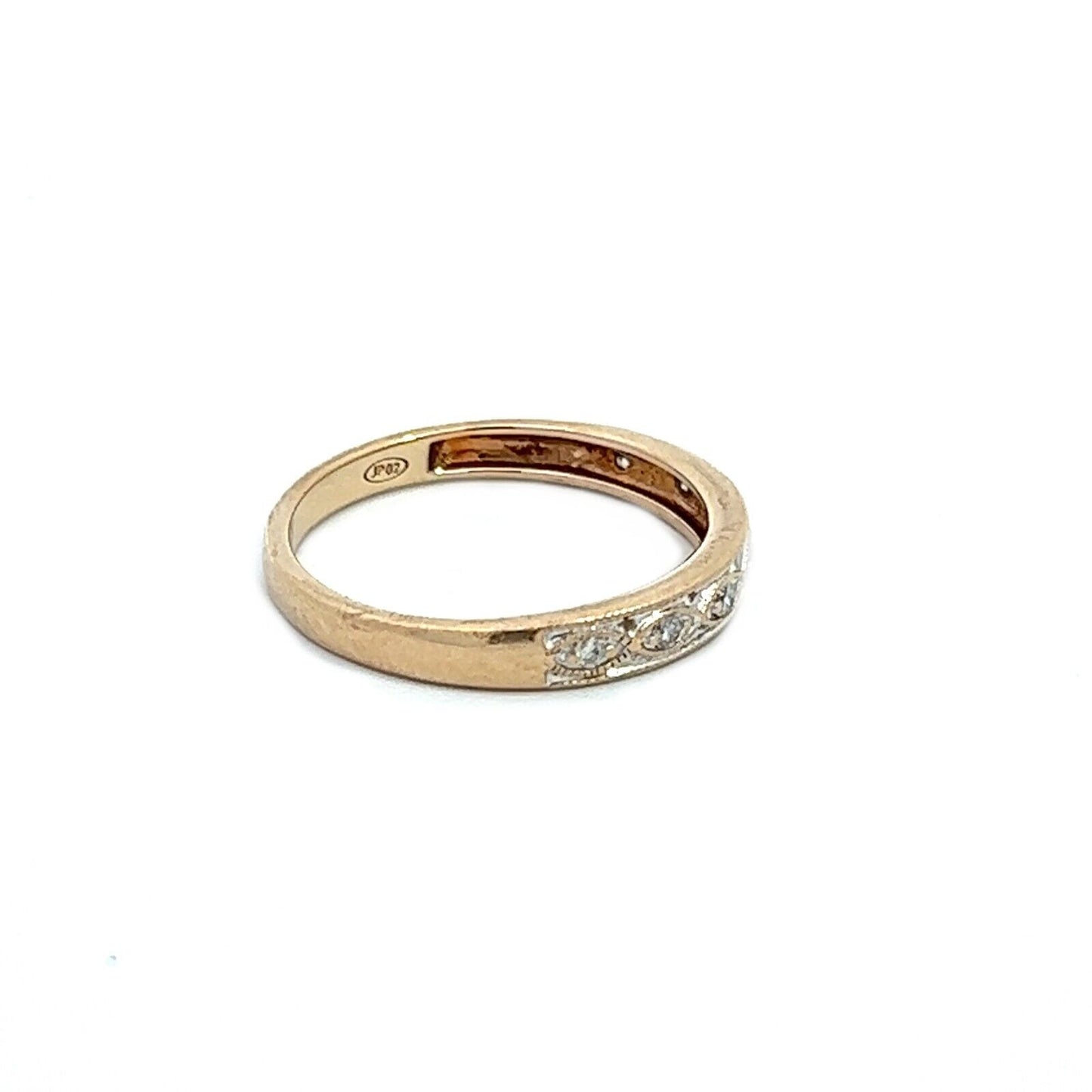 9Ct Yellow Gold Detailed Diamond Band Ring