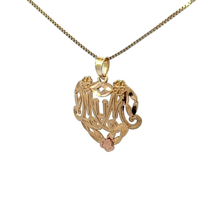 9Ct Yellow Gold 'Mum' Heart Pendant