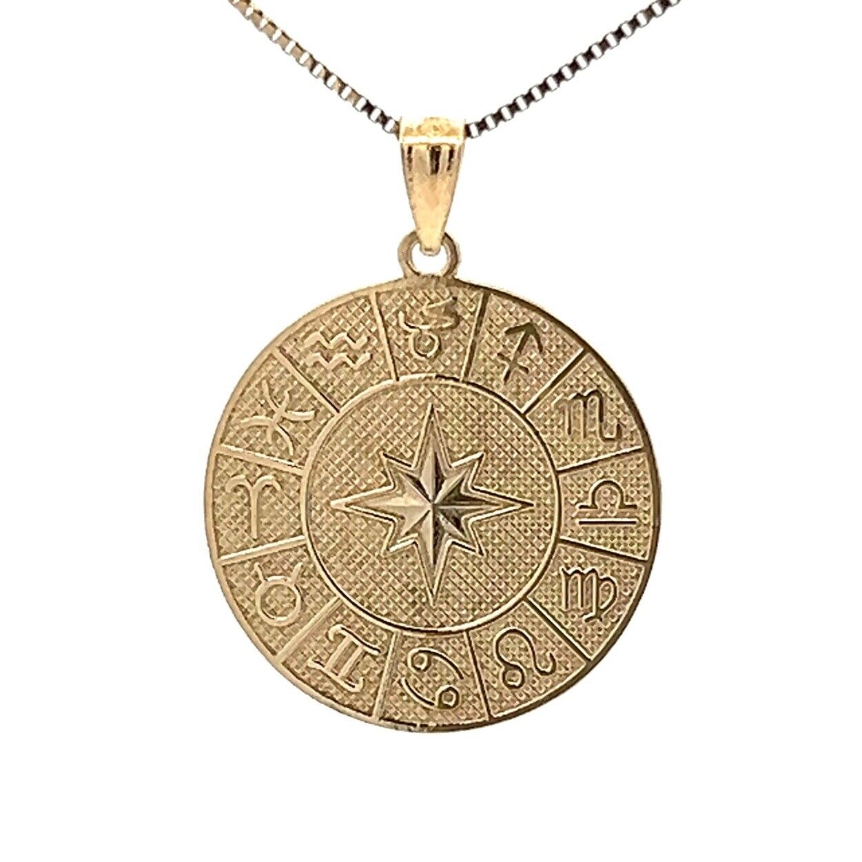 9Ct Yellow Gold Zodiac Compass Charm Pendant