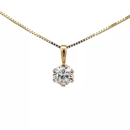 9Ct Yellow Gold Brilliant Cut CZ Solitaire Charm Pendant