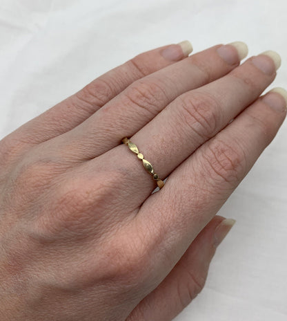 9Ct Yellow Gold Oval and Marquise Pattern Stacker Ring