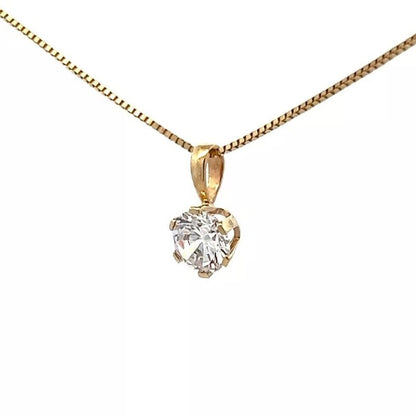 9Ct Yellow Gold Brilliant Cut CZ Solitaire Charm Pendant