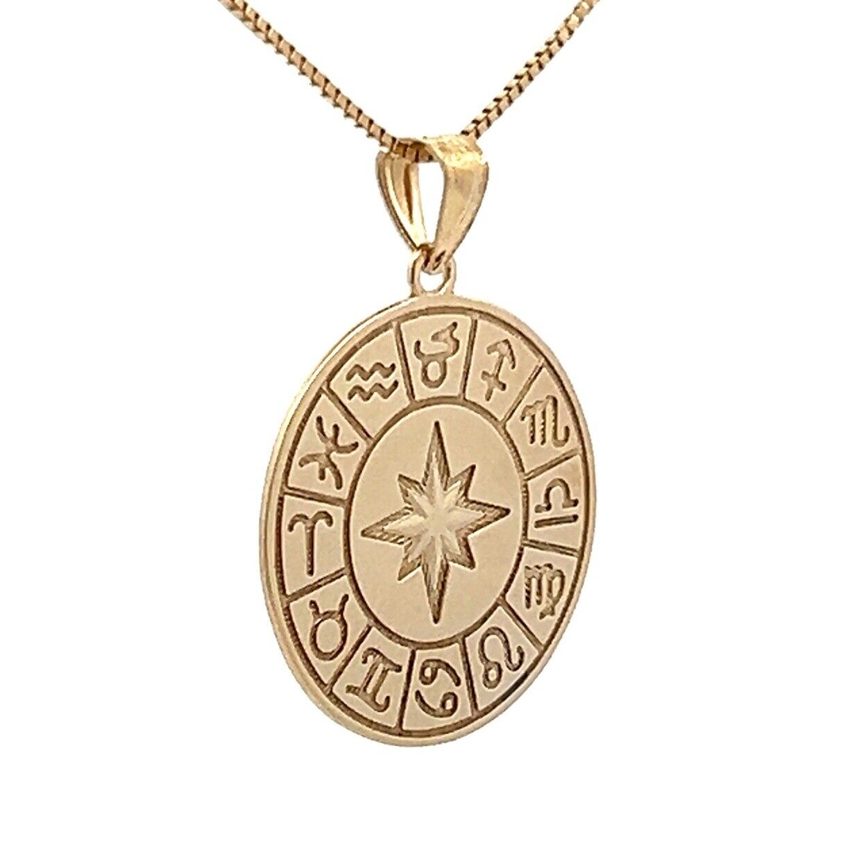 9Ct Yellow Gold Zodiac Compass Charm Pendant