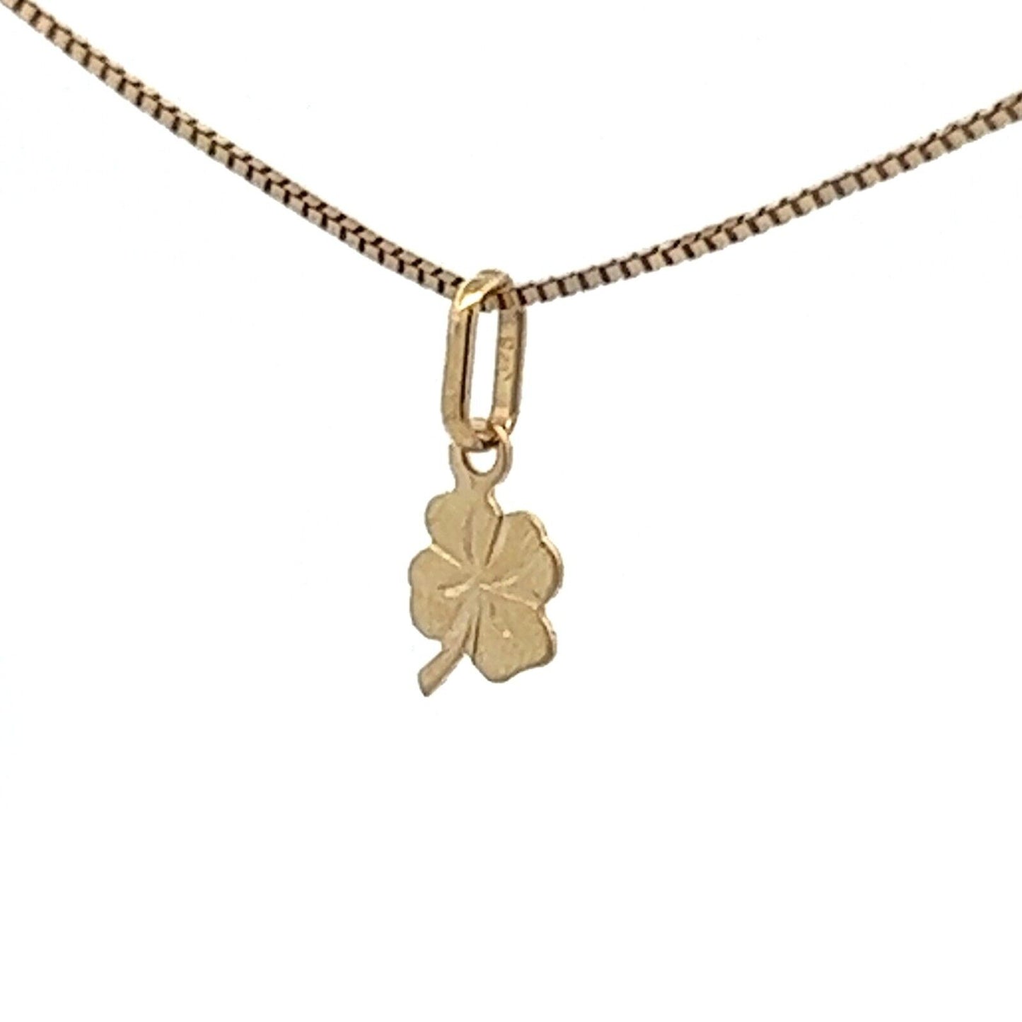 9Ct Yellow Gold Miniature Four Leaf Clover Charm Pendant