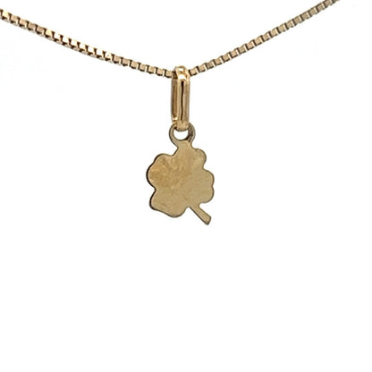 9Ct Yellow Gold Miniature Four Leaf Clover Charm Pendant