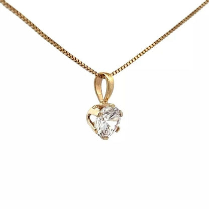 9Ct Yellow Gold Brilliant Cut CZ Solitaire Charm Pendant