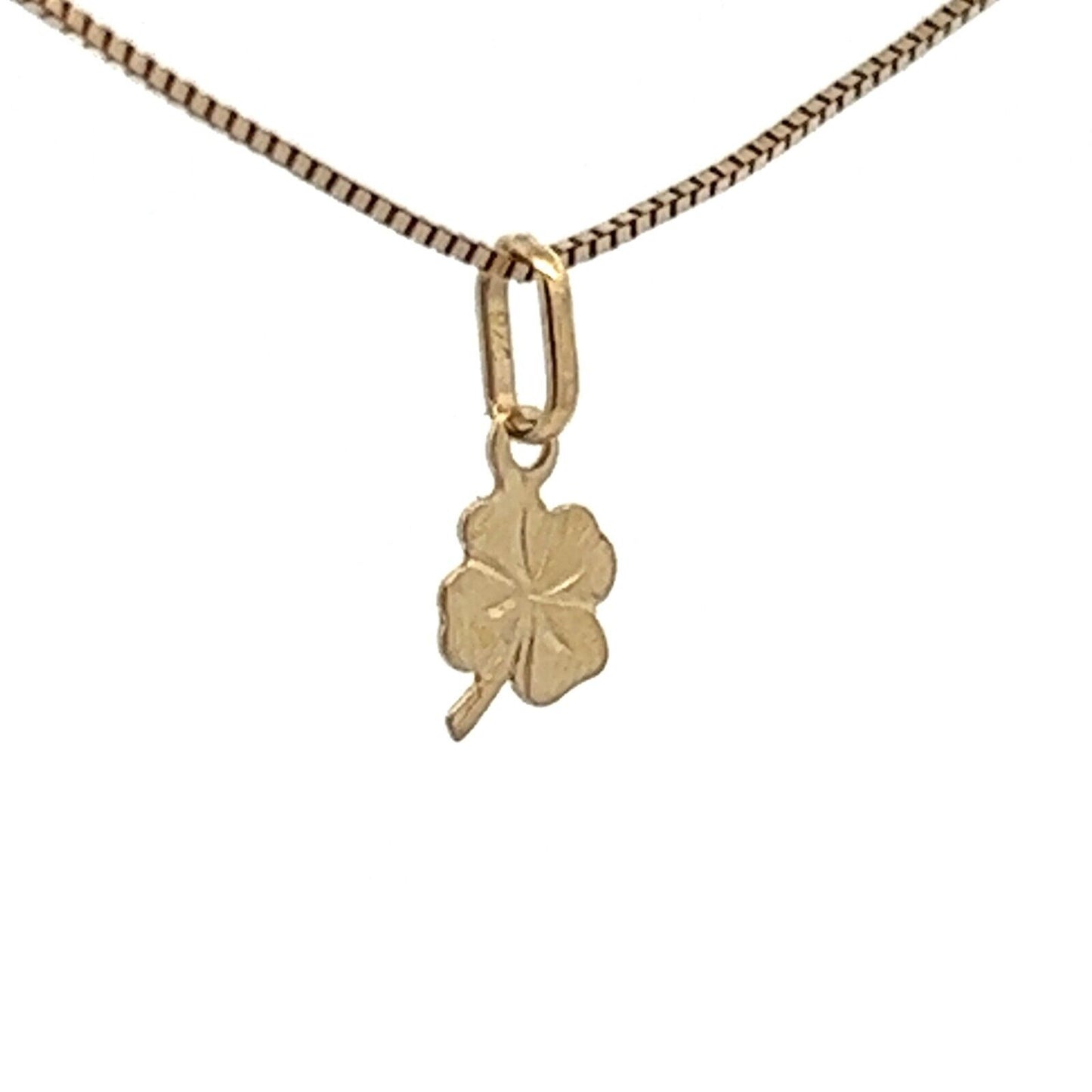 9Ct Yellow Gold Miniature Four Leaf Clover Charm Pendant