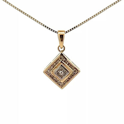 9Ct Two-Toned Gold 0.20 TW Diamond Charm Pendant