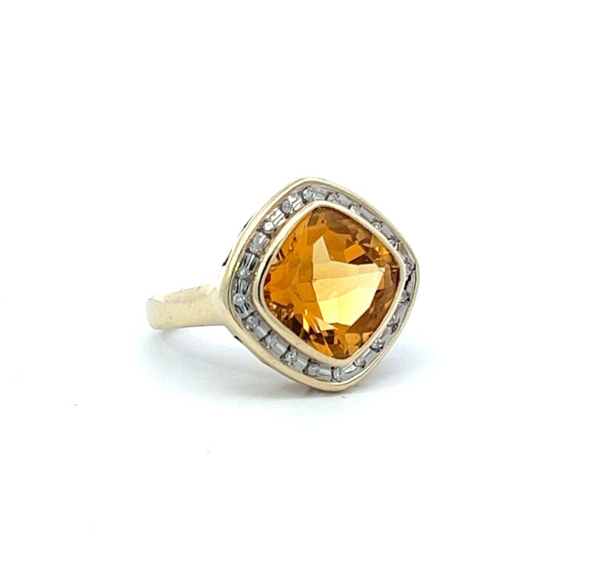 9Ct Yellow Gold Citrine and Diamond Ring