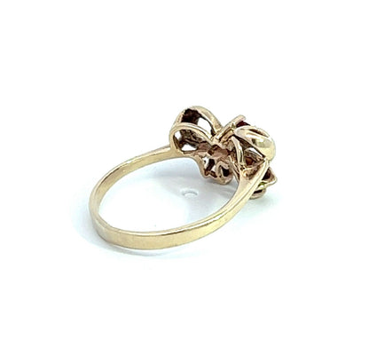 9Ct Yellow Gold Garnet Bow Ring