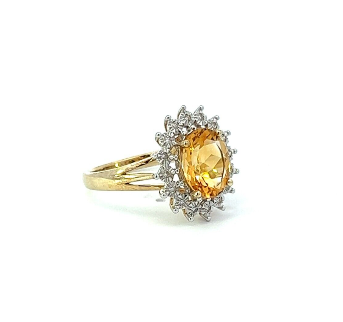 9Ct Yellow Gold Citrine & Diamond Dress Ring