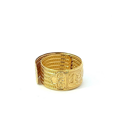 18Ct Yellow Gold Detailed Adjustable Size Wrap Around Ring