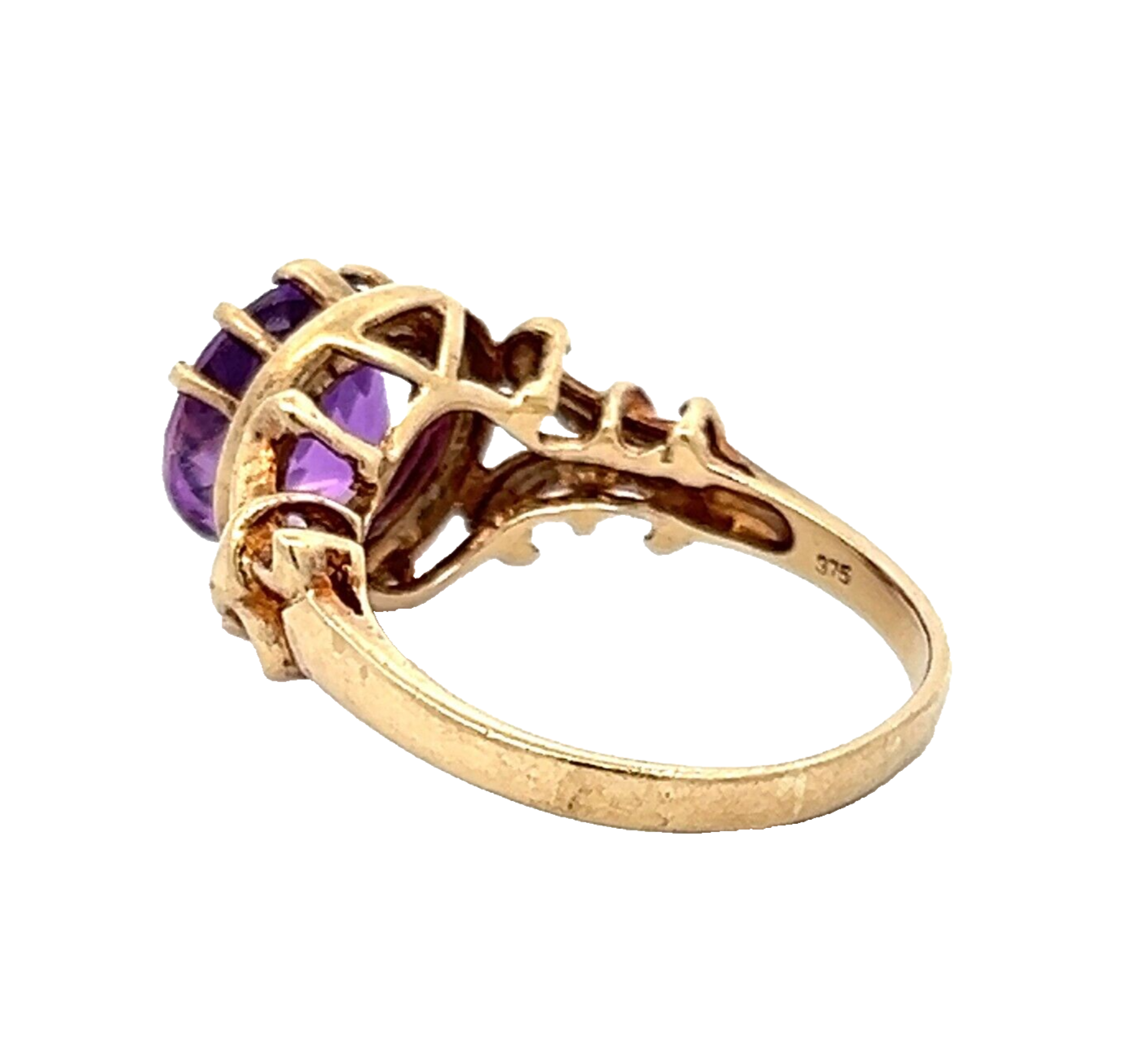 9Ct Yellow Gold Vintage Purple Stone Cocktail Ring