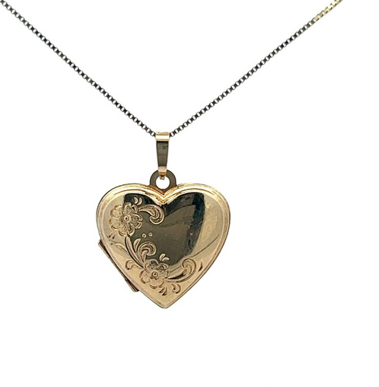 9Ct Yellow Gold Embossed Heart Locket Pendant