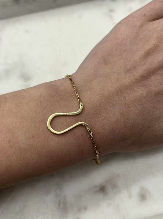 18Ct Yellow Gold Chain 'U' Shaped Bracelet 17cm