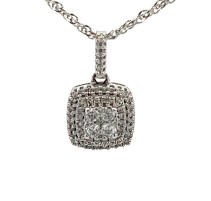 9Ct White Gold 0.21 Carat TW Diamond Encrusted Pendant