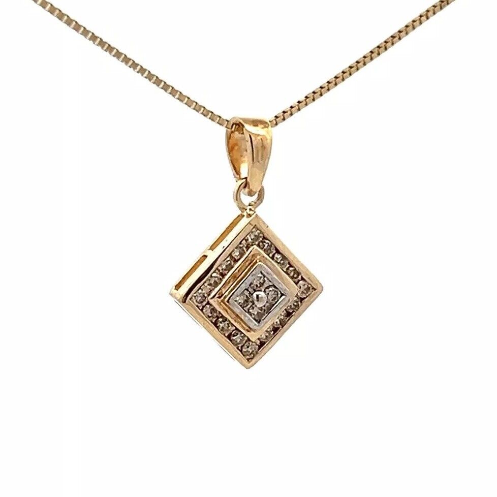 9Ct Two-Toned Gold 0.20 TW Diamond Charm Pendant