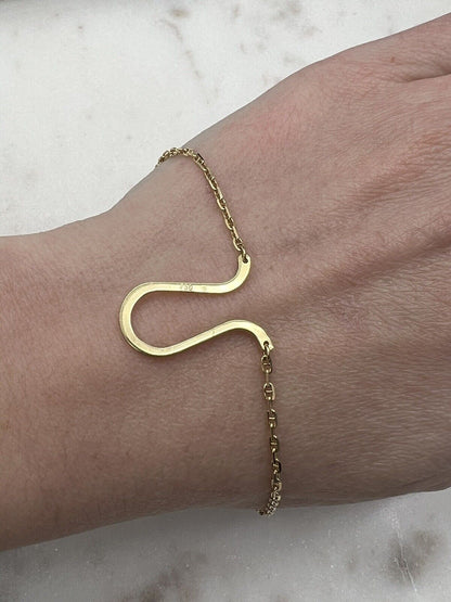 18Ct Yellow Gold Chain 'U' Shaped Bracelet 17cm