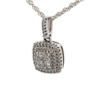 9Ct White Gold 0.21 Carat TW Diamond Encrusted Pendant