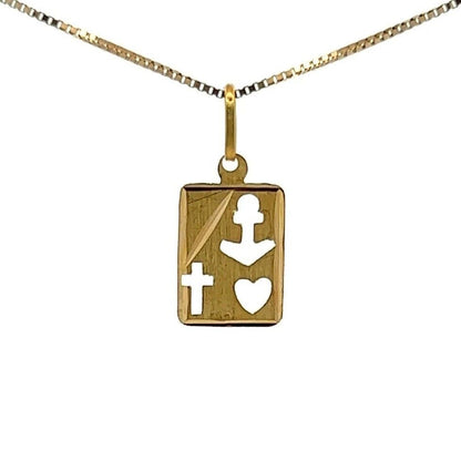 18Ct Yellow Gold Vintage 'Faith, Hope & Charity' Pendant