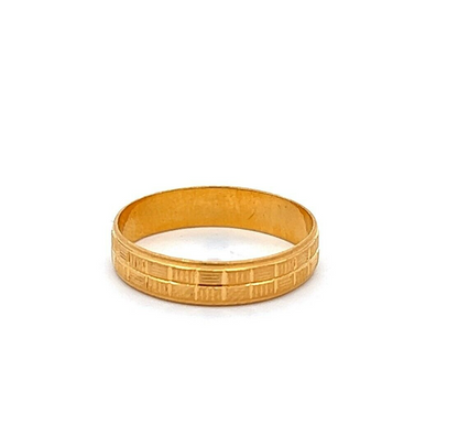 22Ct Yellow Gold Checker Detail Band Ring