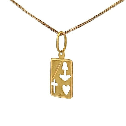 18Ct Yellow Gold Vintage 'Faith, Hope & Charity' Pendant