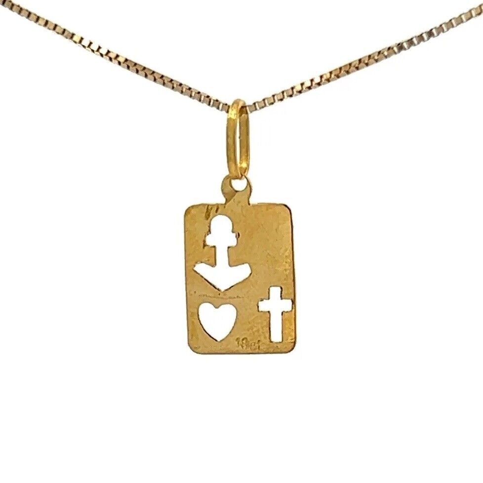 18Ct Yellow Gold Vintage 'Faith, Hope & Charity' Pendant