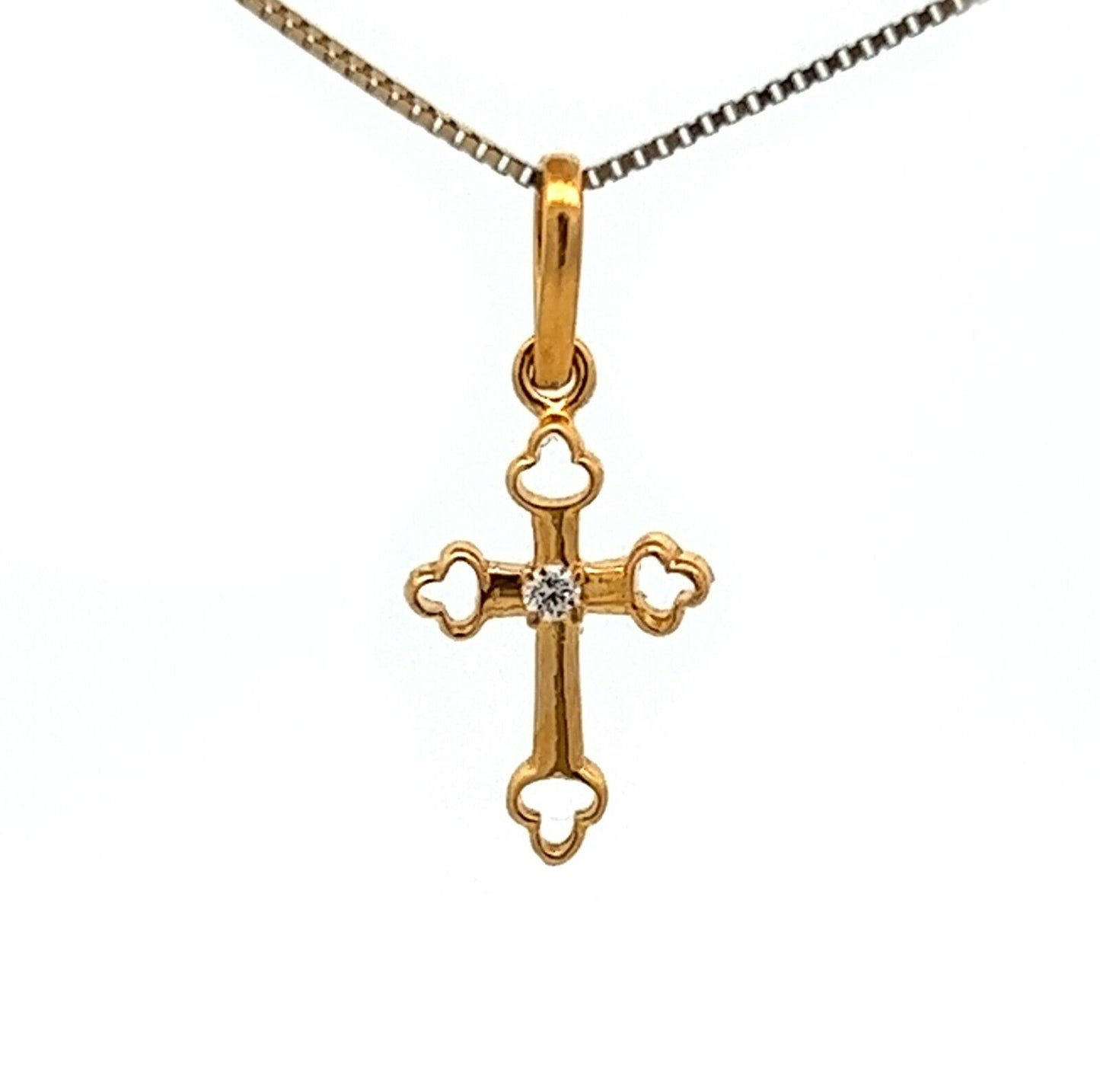 22Ct Yellow Gold Miniature CZ Cross Pendant