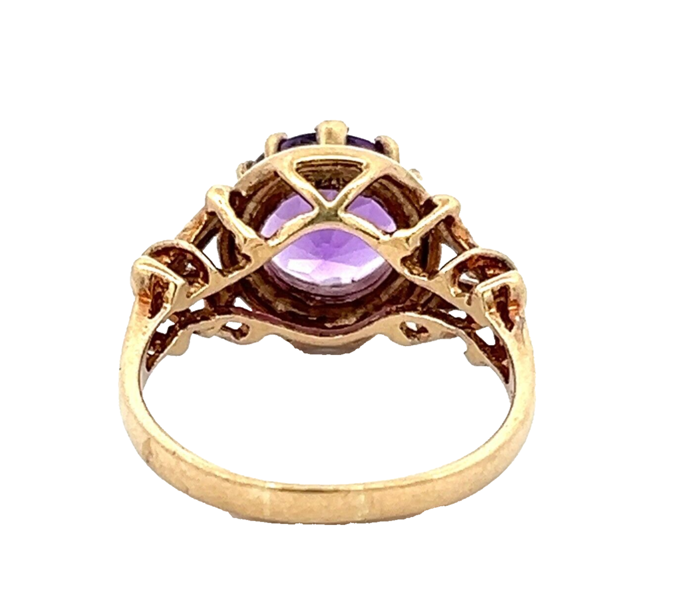 9Ct Yellow Gold Vintage Purple Stone Cocktail Ring