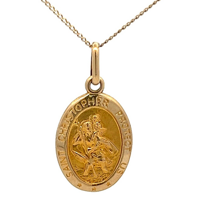 9Ct Yellow Gold St Christopher Medal Charm Pendant