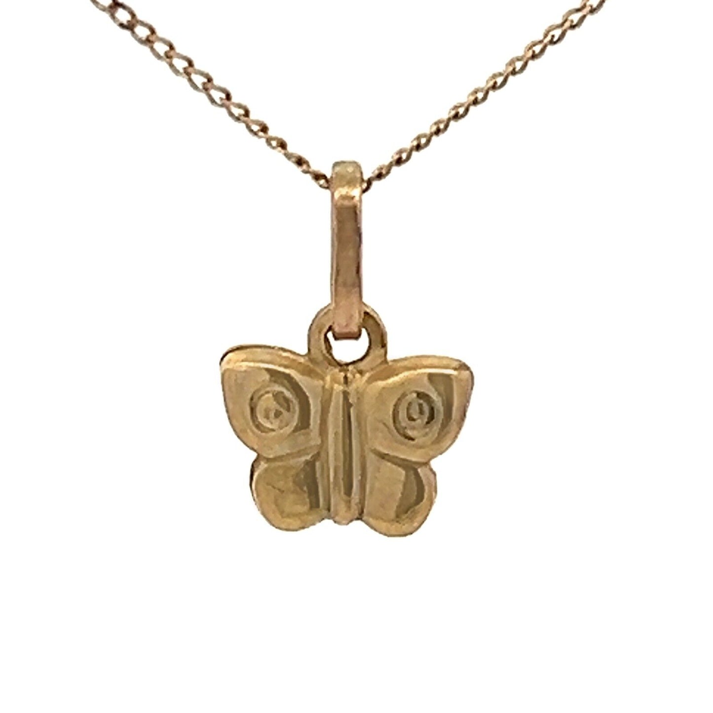 9Ct Yellow Gold Vintage Miniature Butterfly Charm Pendant