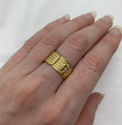 18Ct Yellow Gold Detailed Adjustable Size Wrap Around Ring