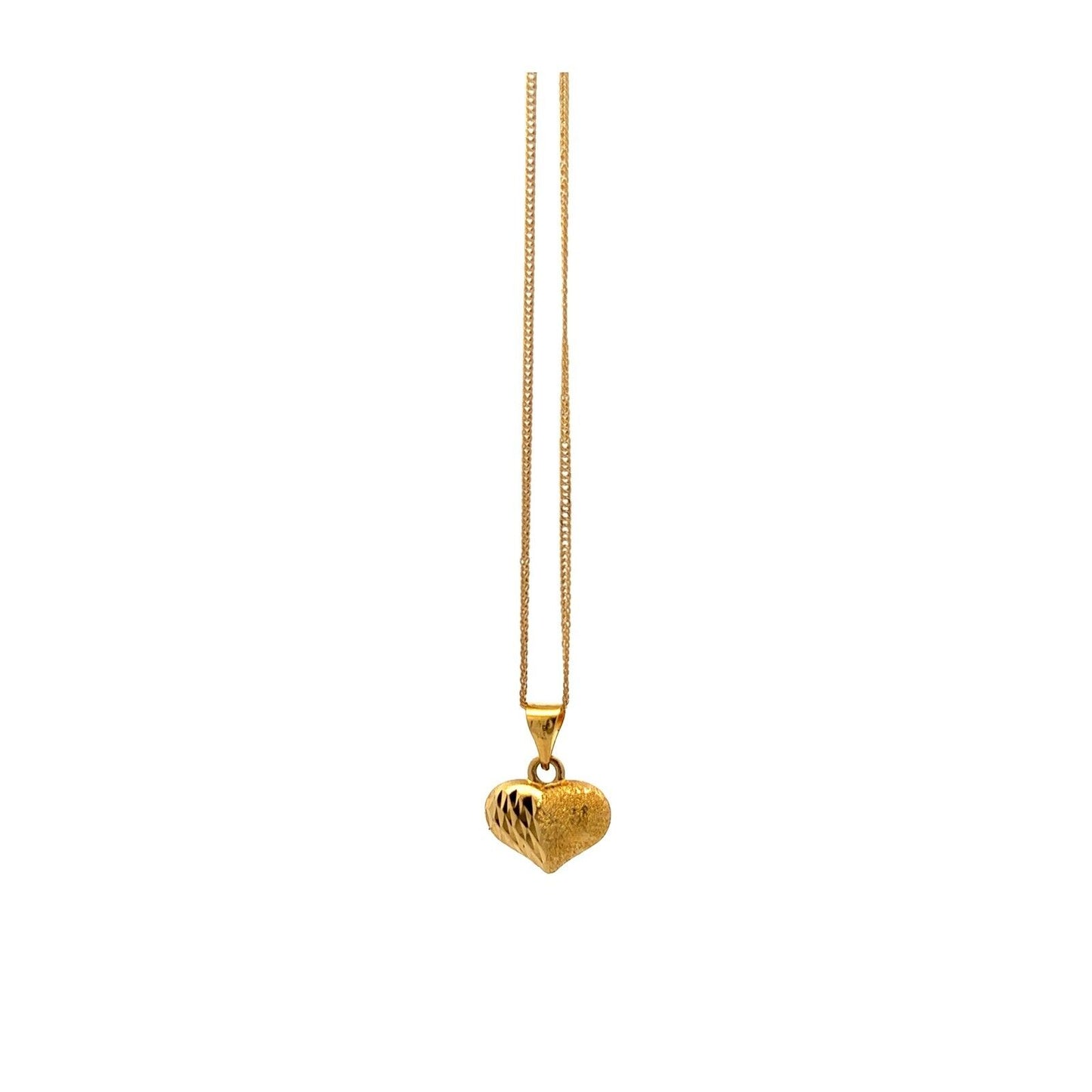 18Ct Yellow Gold Heart Pendant and 18Ct 46cm Trace Chain Necklace Set