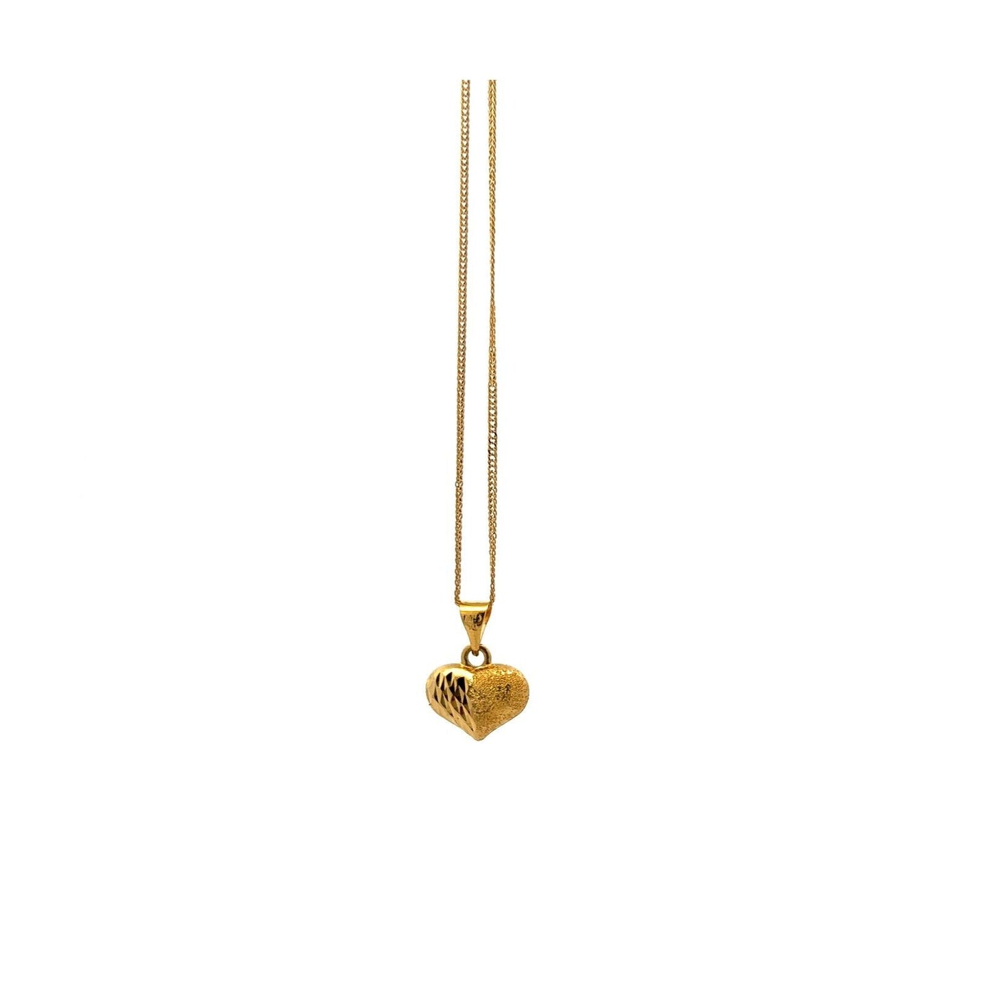 18Ct Yellow Gold Heart Pendant and 18Ct 46cm Trace Chain Necklace Set