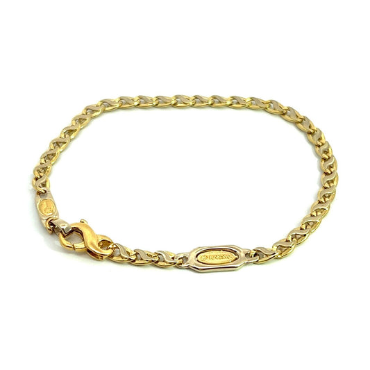 18Ct Two-Toned Gold Chain Bracelet 20cm