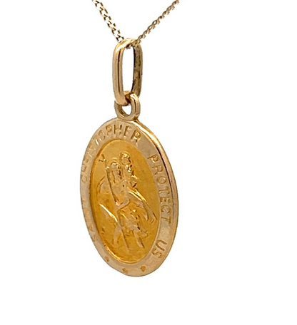 9Ct Yellow Gold St Christopher Medal Charm Pendant