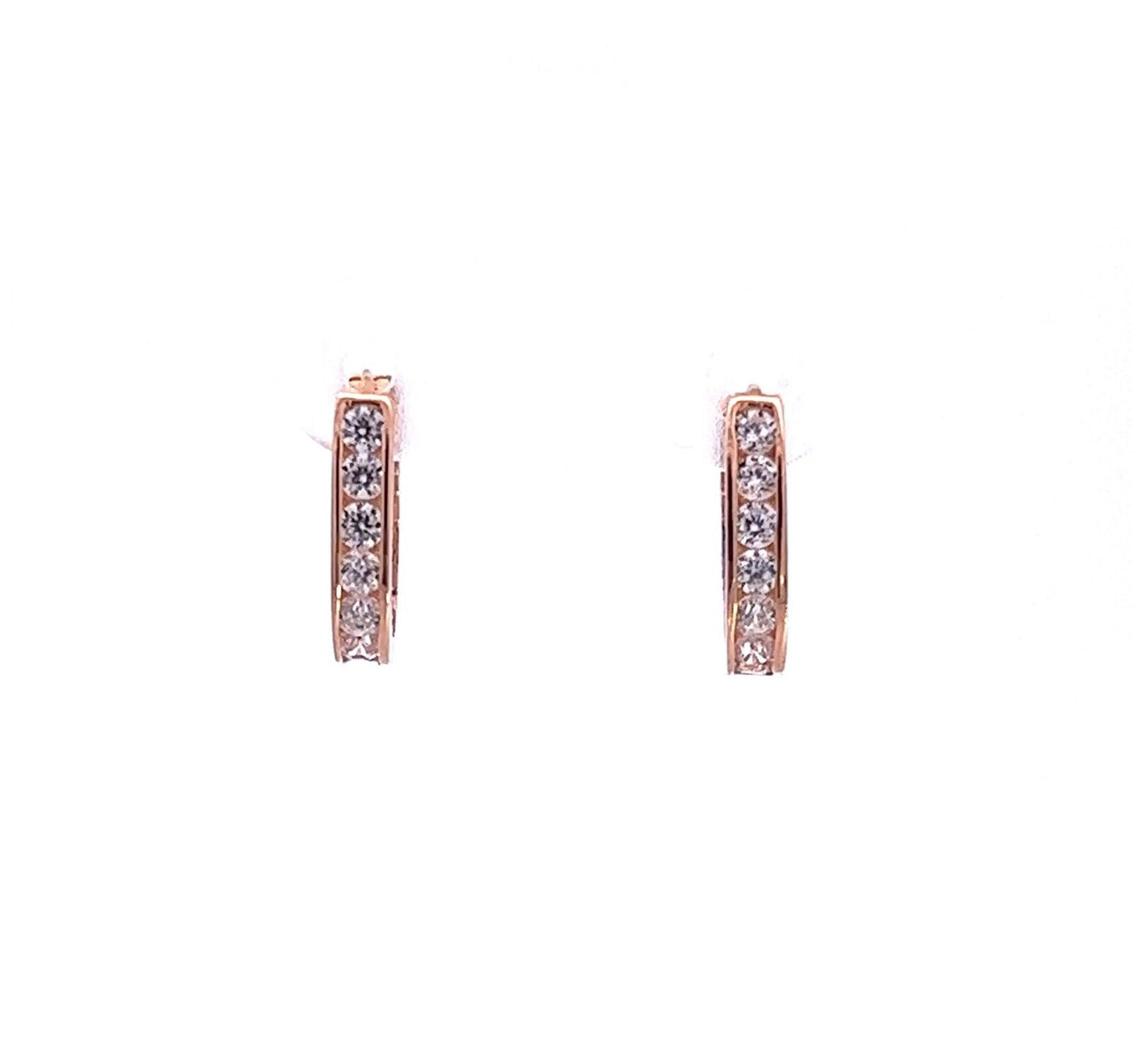 9Ct Rose Gold CZ Huggie Earrings